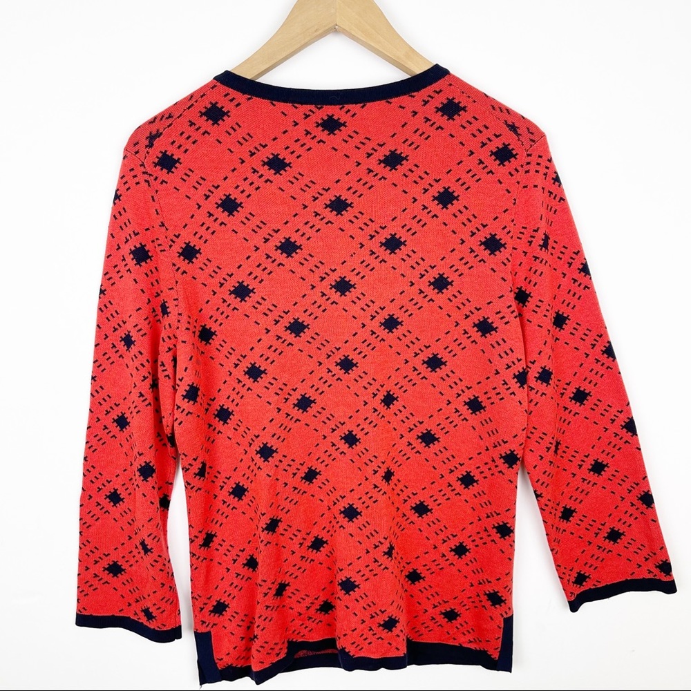 Pendleton Red Navy Printed Silk Cardigan - image 5